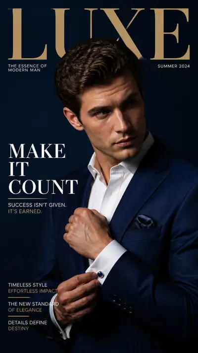 Sapphire blue blazer magazine cover poster