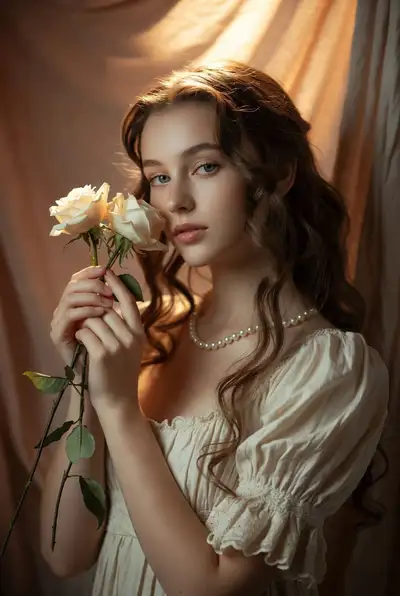 Renaissance-Studio-Porträt mit Rosen