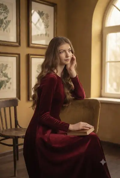 Cinematic Fine-Art Portrait of Elegant Women in Vintage Interior