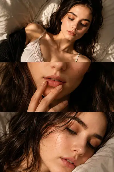 Editorial Beauty Collage: Three-Panel Portrait