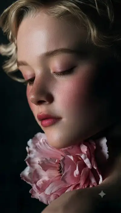 Atmospheric Fine-Art Portrait with Floral Accent