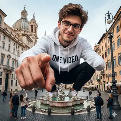 Giant Man Over Rome Cinematic Photo