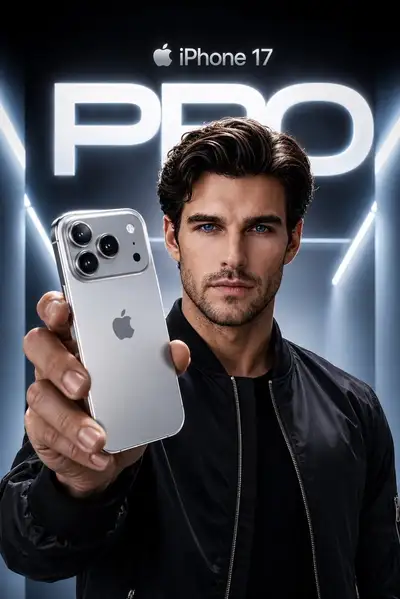 Anúncio estilo Apple do iPhone 17 Pro com preservação de identidade