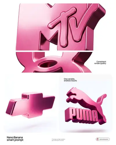 Pink Metallic 3D Brand Logo Product Render