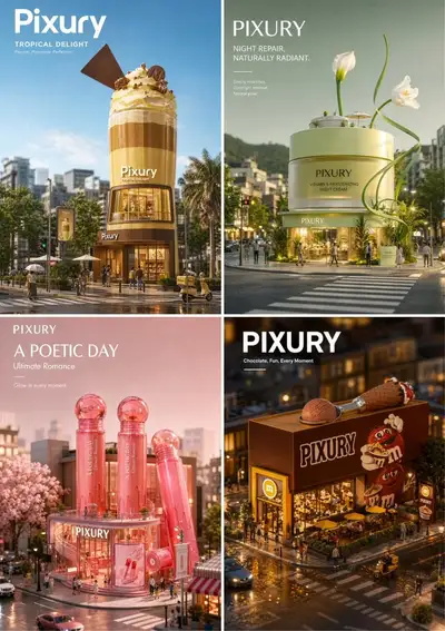 Brand packaging turned into a miniature architecture poster