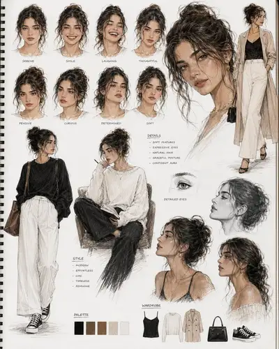 Premium Cinematic Fashion Model Sketchbook Board