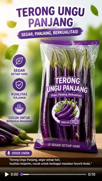 Anúncio de vídeo de produto vegetal de 10 segundos com narração