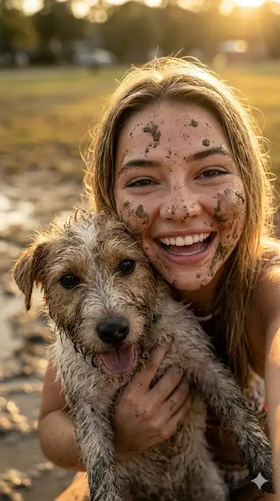 Muddy Best Friends Selfie Prompt