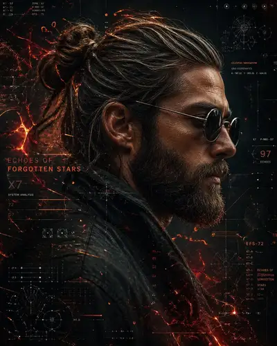 Portrait de profil cyberpunk avec flux de données holographiques
