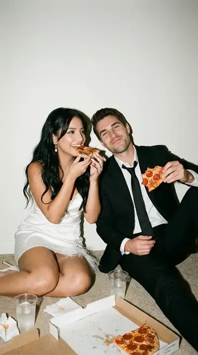 Flash Editorial Afterparty Couple Pizza Photo Prompt