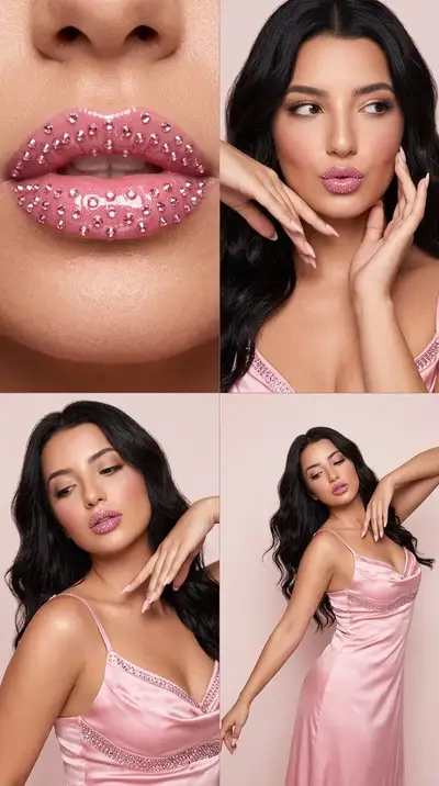 Glam Lips Rhinestone Dance 2x2 Grid