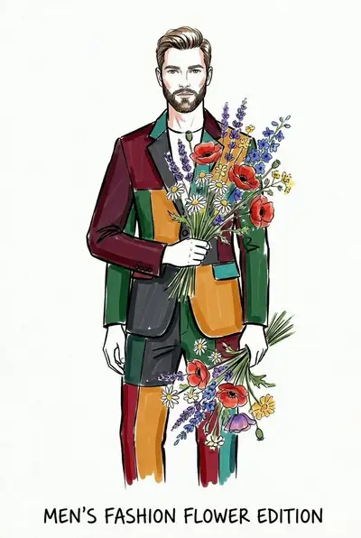 Fashion Illustration with Watercolor Blooms