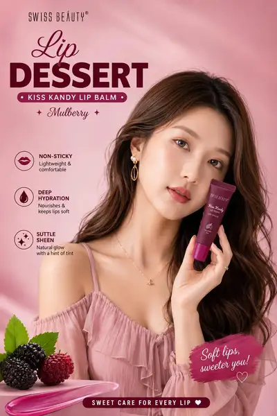 Ultrarealistische Premium-Beauty-Werbung für Swiss Beauty „Lip Dessert –
