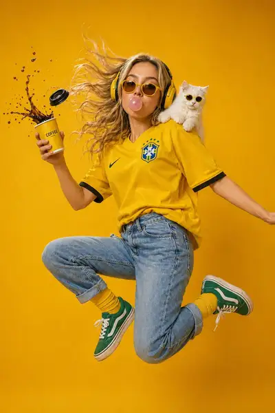 Playful Surreal Studio Portrait with Yellow Palette
