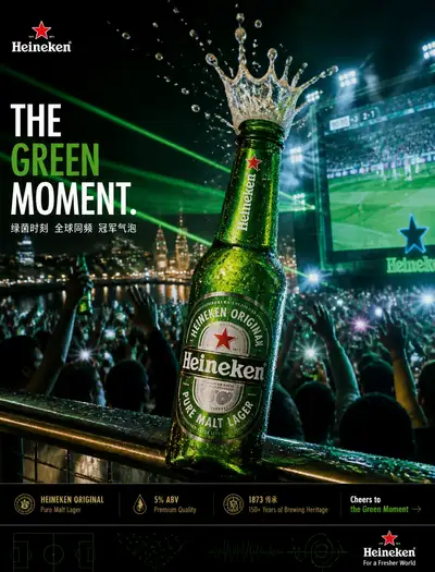 Chinese brand campaign template for a Heineken beer ad