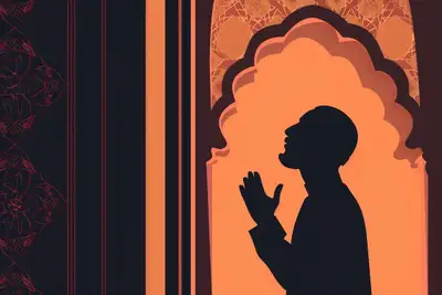 Devout Prayer at Mosque Vector Illustration