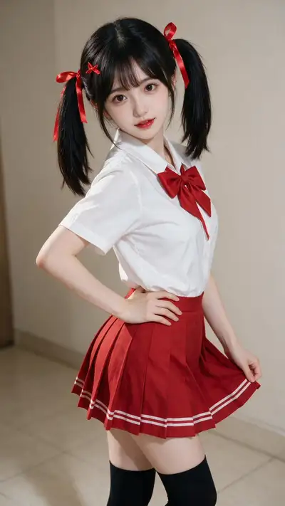 Fotorealistisches Porträt einer japanischen Schülerin