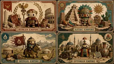 Designer-toy diorama transformation grid for fallen empires