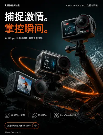 Affiche de campagne de luxe pour caméra d'action DJI