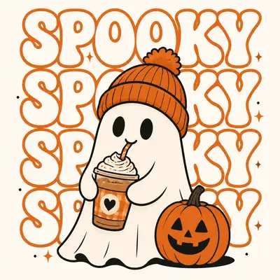 Retro Groovy Halloween-Geist T-Shirt Design