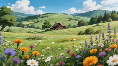 Anime-Landküchen-Montage