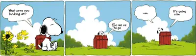 Peanuts-style comic strip prompt