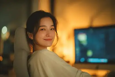 Cinematic Indoor Portrait with Warm Golden Lighting