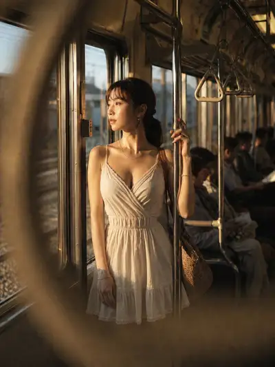 Cinematic Sunset Train Window Portrait