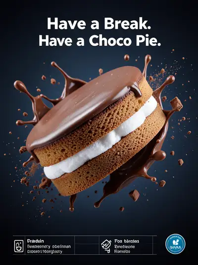Choco-Pie schwebendes Dessert Werbeanzeige