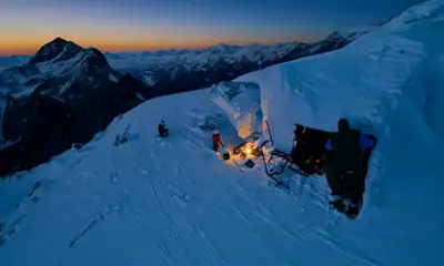 Mystical Alpine Camping Scene