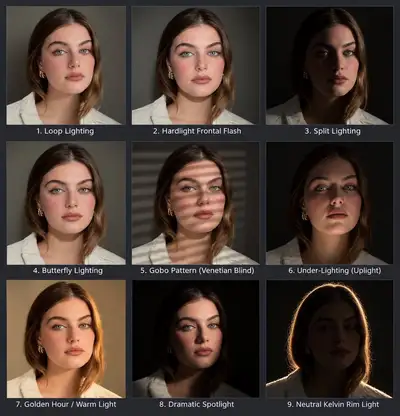 9-Panel-Porträtbeleuchtungs-Studienraster