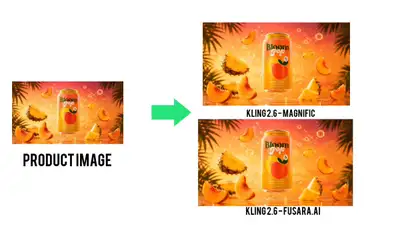 Luxury Beverage Ad: Rotating Can with Floating Fruit