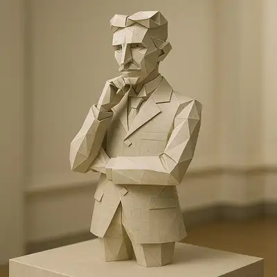 Nikola Tesla Origami Paper Sculpture