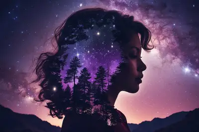 Double Exposure Celestial Silhouette Prompt