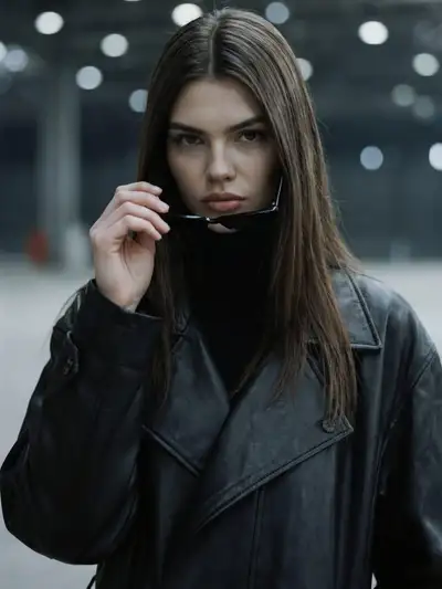 Moody Cinematic Portrait of a Confident Woman