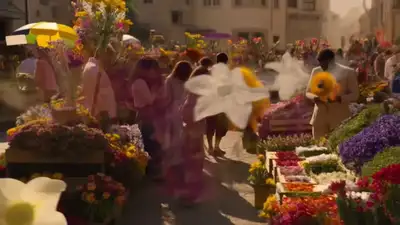 Bee POV Through Flower Market