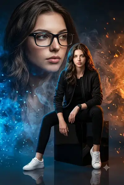 Cinematic Double-Exposure Fashion Poster
