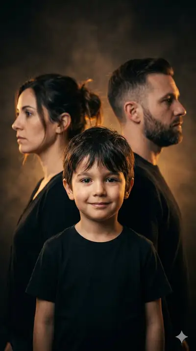 Cinematic Family Portrait with Emotional Separation