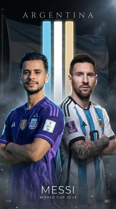 Messi and fan World Cup 2026 Argentina duo poster prompt