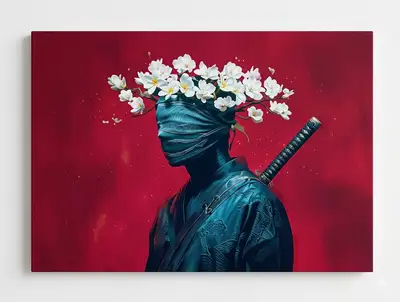 Samurai Blossom Surreal Canvas Art
