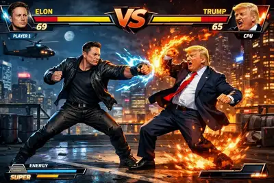 Prompt vidéo d'affrontement sur toit façon jeu de combat d'arcade