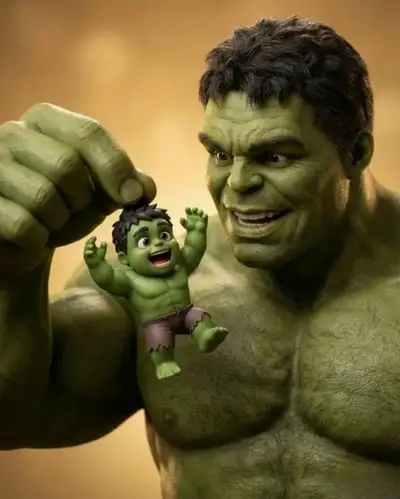 Giant Hulk Holding Tiny Baby - 3D Cinematic Render
