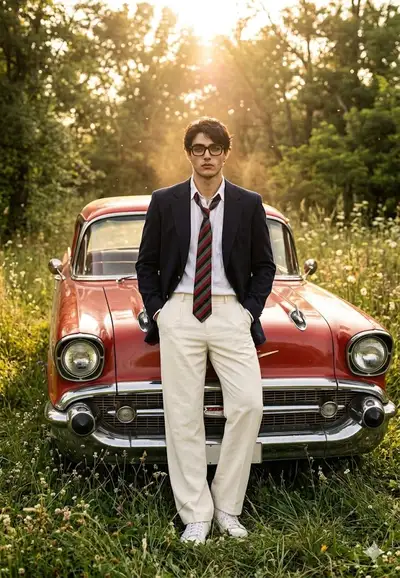 Vintage Car Portrait with Golden Hour