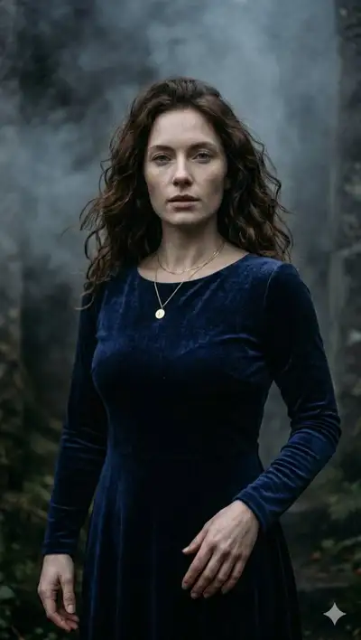 Ethereal Cinematic Portrait of Woman in Velvet