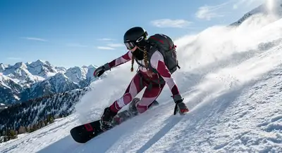 Photographie dynamique d'un snowboardeur en action