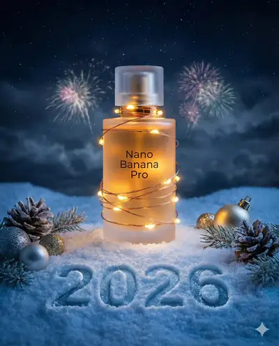 Festliche Produktfotografie-Szene mit Neujahrsthema