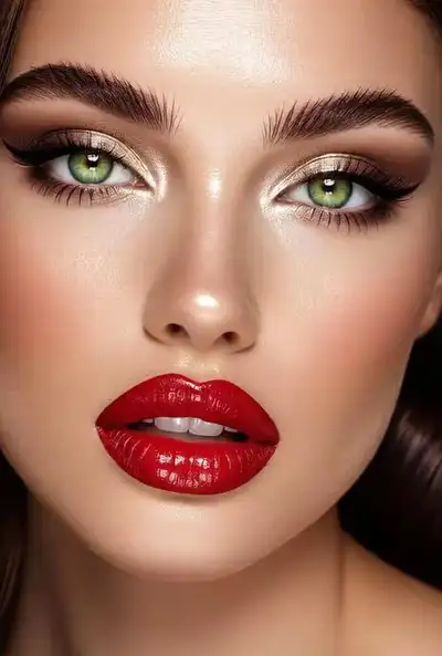 Photorealistic Close-Up of Woman's Half Face with Emerald Eyes