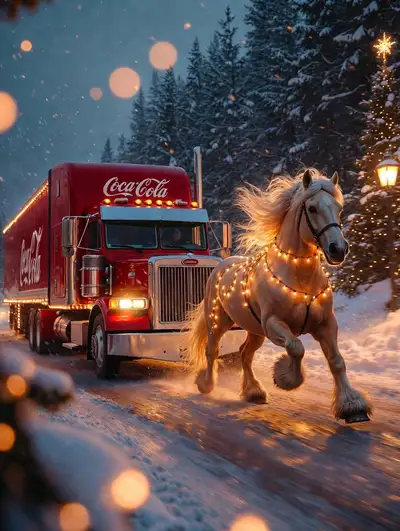 Holiday Horse and Truck Scene