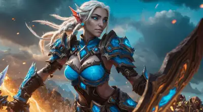 Elf Warrior Woman Battle Scene
