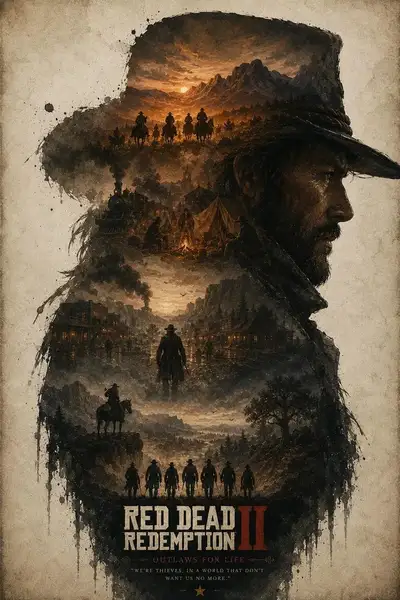 Affiche de film en double exposition du Far West